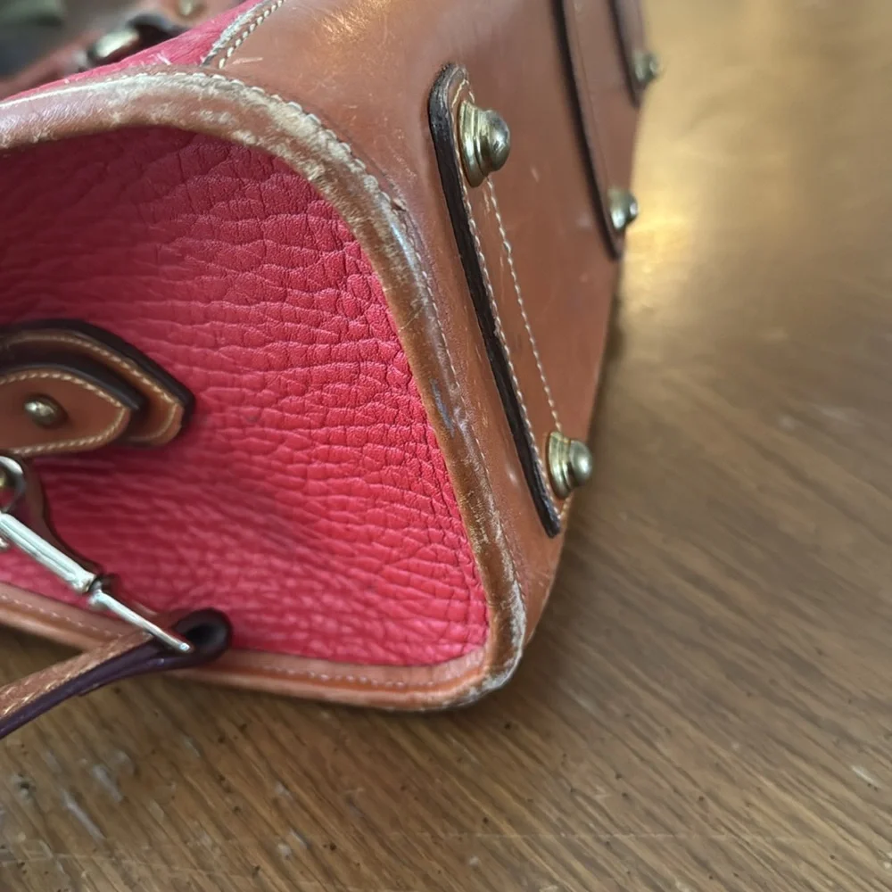 Vintage 90s Dooney & Bourke All Weather Leather Red  Satchel w/ Shoulder Strap - Picture 15 of 16